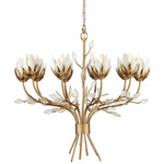 Star Magnolia Chandelier - Antique Brass / Clear