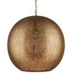Buckram Orb Pendant - Antique Brass