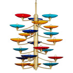 Veneto Tall Chandelier - Polished Brass / Multicolor