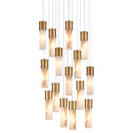 Cannula Round Multilight Pendant - Vintage Brass / Alabaster