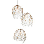 Banyan Round Multi-Light Pendant - Antique Brass / Clear