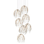 Banyan Round Multi-Light Pendant - Antique Brass / Clear
