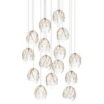 Banyan Round Multi-Light Pendant - Antique Brass / Clear