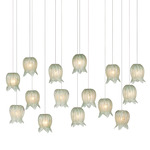 Polpo Linear Multi-Light Pendant - Silver / Polpo Green