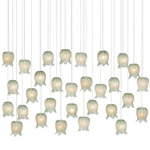 Polpo Linear Multi-Light Pendant - Silver / Polpo Green