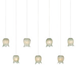 Polpo Linear Multi-Light Pendant - Silver / Polpo Green