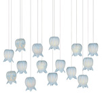 Polpo Linear Multi-Light Pendant - Silver / Polpo Blue
