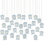 Polpo Linear Multi-Light Pendant - Silver / Polpo Blue