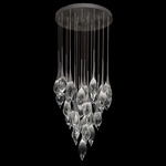 Mayu Round Pendant - Midnight Steel / Clear-Black
