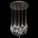 Mayu Round Pendant - Midnight Steel / Clear-Black