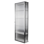 Haze Tall Wall Cabinet - Brushed Stainless Steel / Reeded Glass