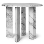 Taula Side Table - White-Charcoal Marble