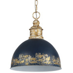 Alison Pendant - Vintage Gold / Antique Matte Navy