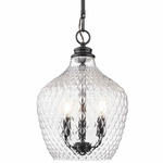 Adeline 3-Light Pendant - Matte Black / Clear