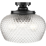 Adeline Semi Flush Ceiling Light - Matte Black / Clear