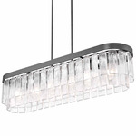 Ciara Linear Pendant - Matte Black / Clear Hammered Glass