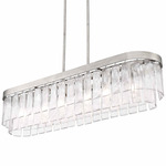 Ciara Linear Pendant - Peruvian Silver / Clear Hammered Glass