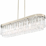 Ciara Linear Pendant - White Gold / Clear Hammered Glass
