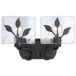 Calla Bathroom Vanity Light - Black / Clear Hammered Glass