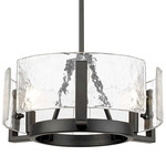 Aenon Chandelier - Matte Black / Clear Hammered Glass