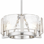 Aenon Chandelier - Pewter / Clear Hammered Glass