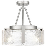 Aenon Semi Flush Ceiling Light - Pewter / Clear Hammered Glass