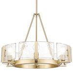 Aenon Chandelier - Brushed Champagne Brass / Clear Hammered Glass