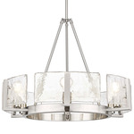 Aenon Chandelier - Pewter / Clear Hammered Glass