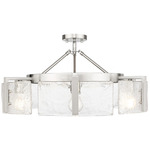 Aenon Semi Flush Ceiling Light - Pewter / Clear Hammered Glass
