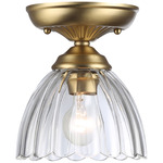 Audra Semi Flush Ceiling Light - Brushed Champagne Brass / Clear