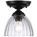 Audra Semi Flush Ceiling Light - Matte Black / Clear