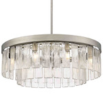 Ciara Chandelier - Peruvian Silver / Clear Hammered Glass