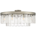 Ciara Semi Flush Ceiling Light - Peruvian Silver / Clear Hammered Glass