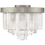 Ciara Ceiling Light Fixture - Peruvian Silver / Clear Hammered Glass