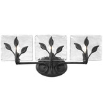 Calla Bathroom Vanity Light - Black / Clear Hammered Glass