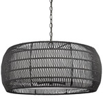 Everly Chandelier - Matte Black / Black Rattan