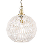 Florence Pendant - Brushed Champagne Brass / White