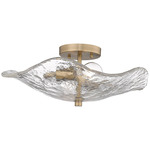 Samara Semi Flush Ceiling Light - Modern Brass / Clear Hammered Glass