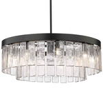 Ciara Chandelier - Matte Black / Clear Hammered Glass