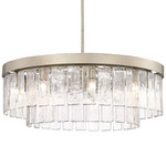 Ciara Chandelier - White Gold / Clear Hammered Glass