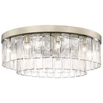 Ciara Semi Flush Ceiling Light - White Gold / Clear Hammered Glass