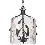 Calla Pendant - Black / Clear Hammered Glass