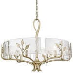 Calla Chandelier - White Gold / Clear Hammered Glass