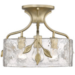 Calla Semi Flush Ceiling Light - White Gold / Clear Hammered Glass