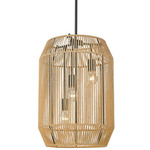 Marlee Pendant - Matte Black / Raffia