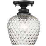 Adeline 1-Light Semi Flush Ceiling Light - Matte Black / Clear