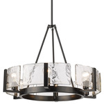 Aenon Chandelier - Matte Black / Clear Hammered Glass