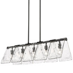 Serenity Linear Pendant - Matte Black / Clear Hammered Glass