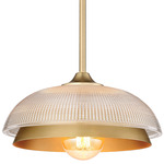 Crawford Pendant - Brushed Champagne Brass / Retro Prism Glass