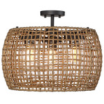 Piper Outdoor Ceiling Light Fixture - Black / Maple